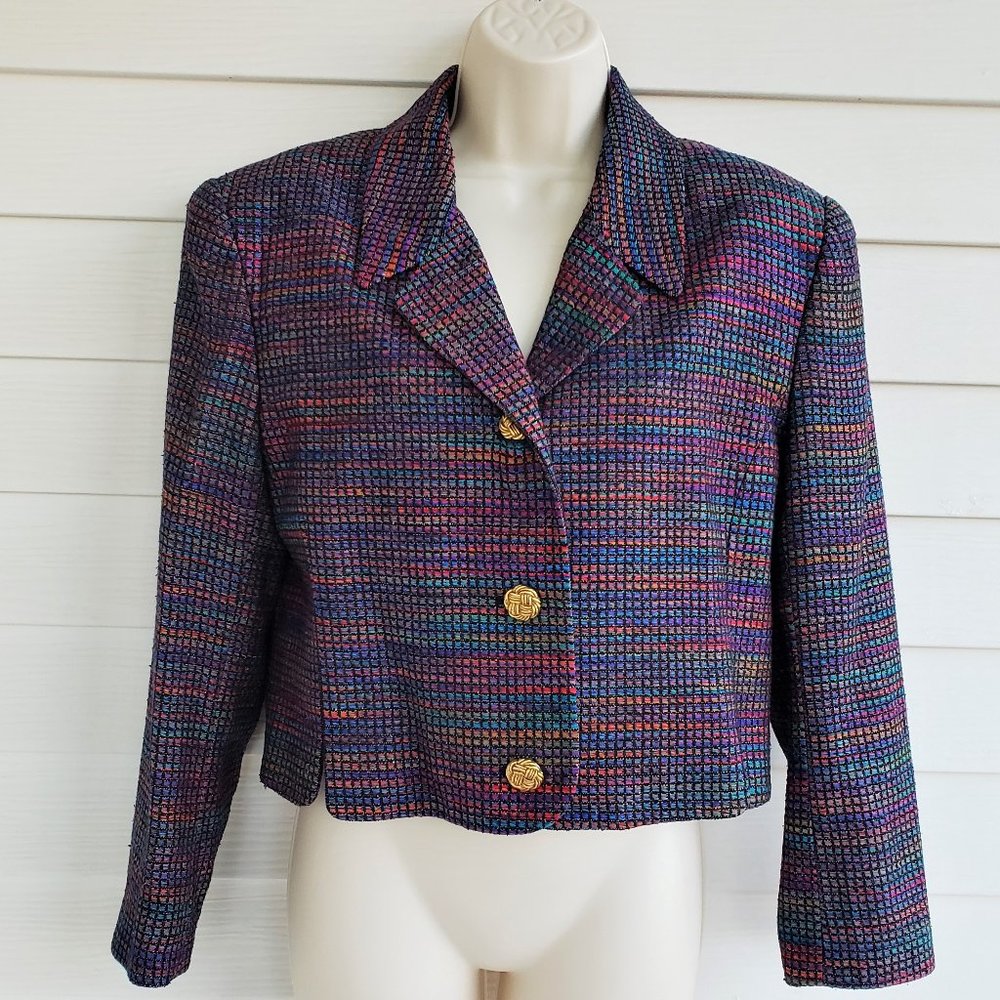 DONCASTER 100% Silk Multicolor Short Length Blazer / Jacket